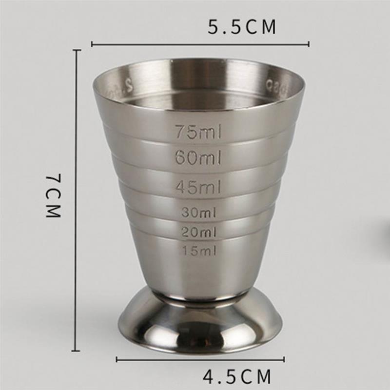 1Pieces Measuring Shot Cup Ounce Jigger Bar Cocktail Drink Mixer Liquor Measuring Cup Measurer Milk Coffee Mug Stainless Steel