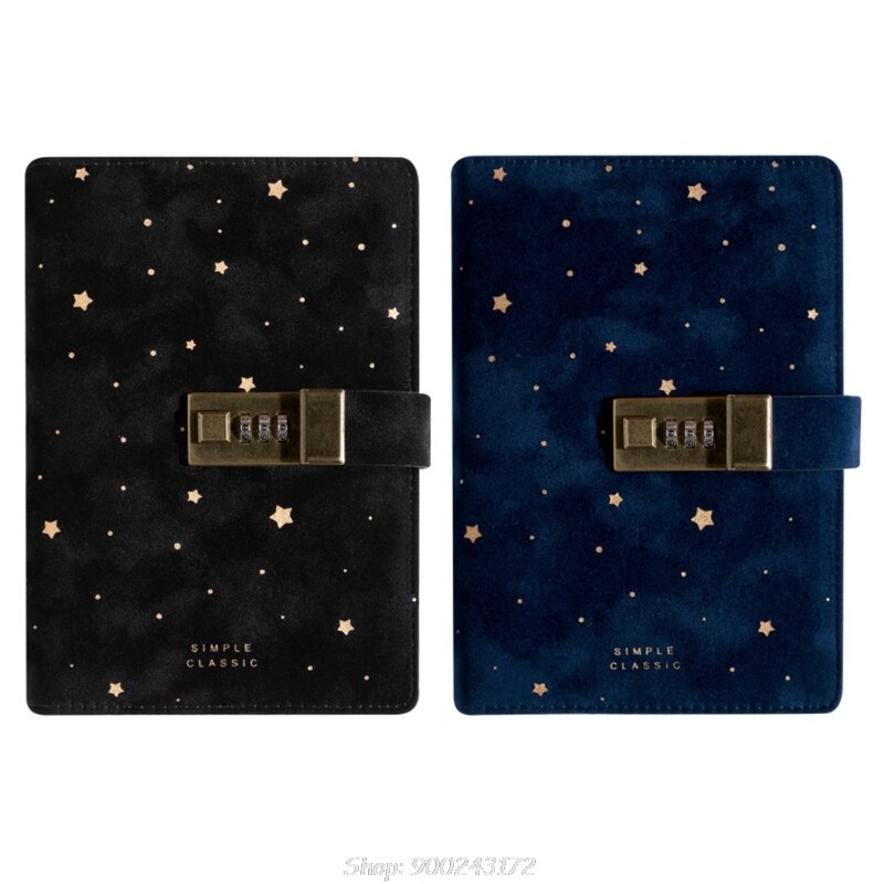 B6 Suede Travel Notebook with Combination Lock Password Star Agenda Diary Journal Notepad Stationery N02 20