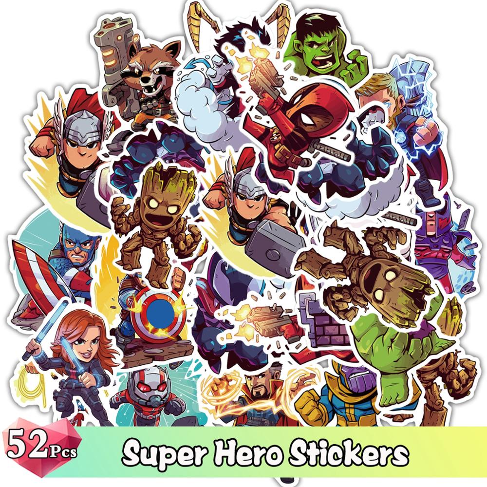 52/50 Pcs/Lot Color Stickers Graffiti Cartoon Animal Super Hero Sticker for Water Bottle Luggage Notebook Skateboard Kids Toy: Cartoon Super Hero