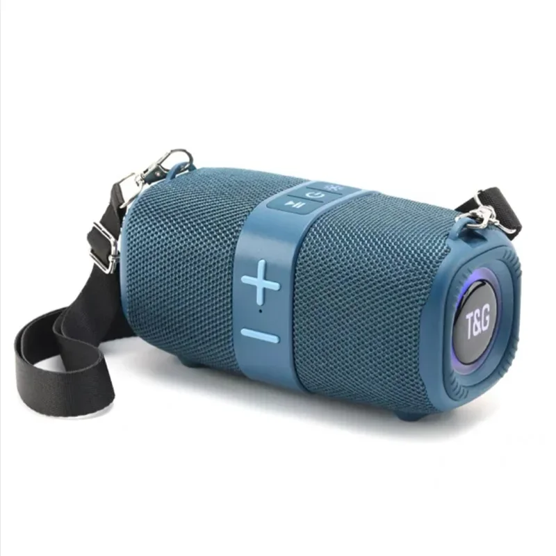 T&G TG667 Tragbarer Bluetooth-Lautsprecher mit LED-Licht für Höhle Außenbereich, klein und hohes Aussehen, kompatibel mit USB/AUX/TF/FM: Blau