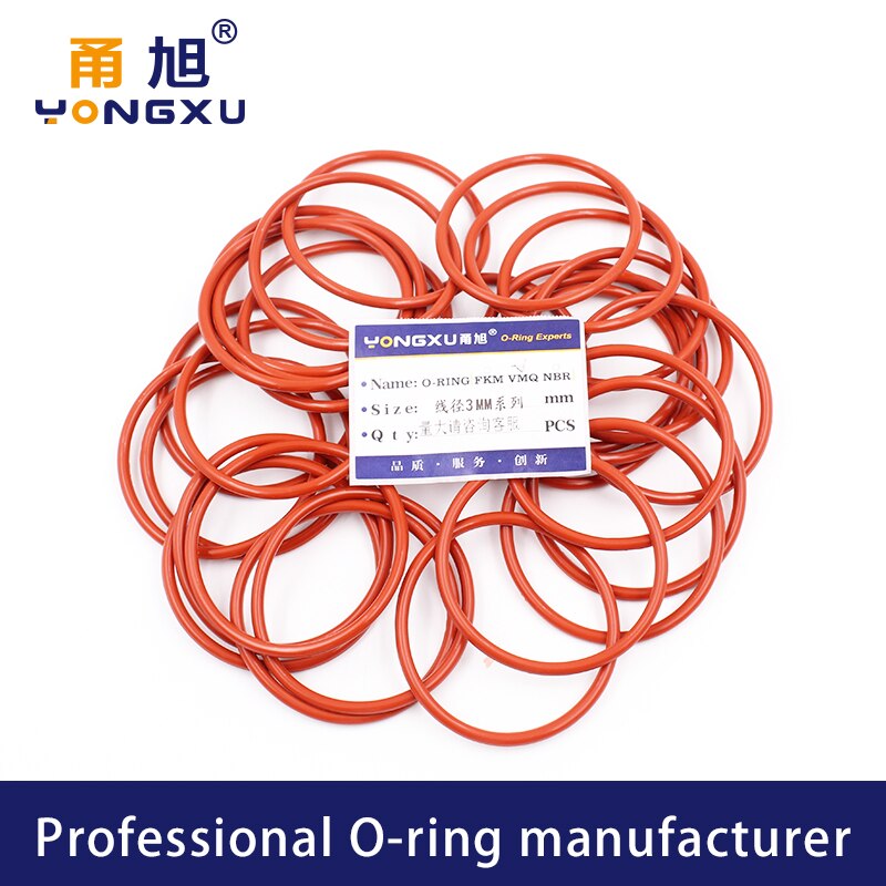 Red Silicon O-ring Silicone/VMQ CS3mm Thickness OD55/60/65/70/75/80/85/90/95/100*3mm O Ring Seal Rubber Gasket Washer Rings
