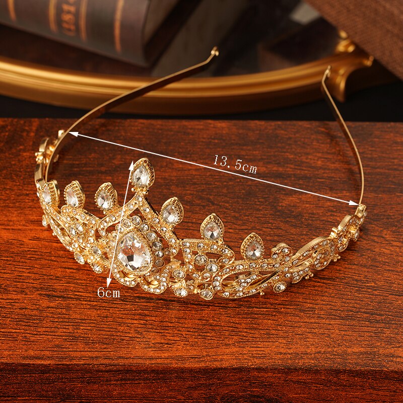 Arabic Wedding Hair Accessories Gold Crown Morocco Bridal Headpiece Rhinestone Muslim Women Headbands Metal Marriage
