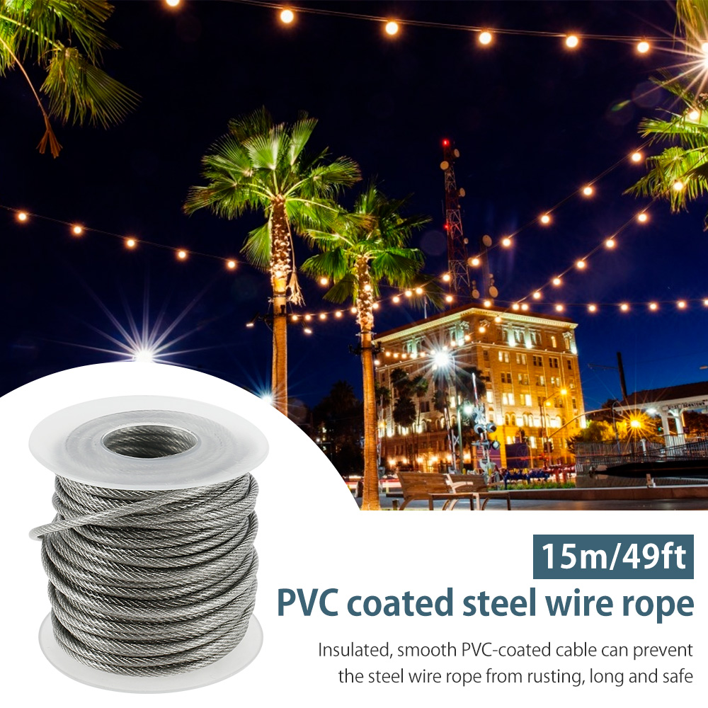 15/30M Edelstahl Kabel Seil schwer Pflicht Garten Draht Kabel PVC Garten Geländer Draht Zaun rollen Bausätze für draussen Zelt Seil