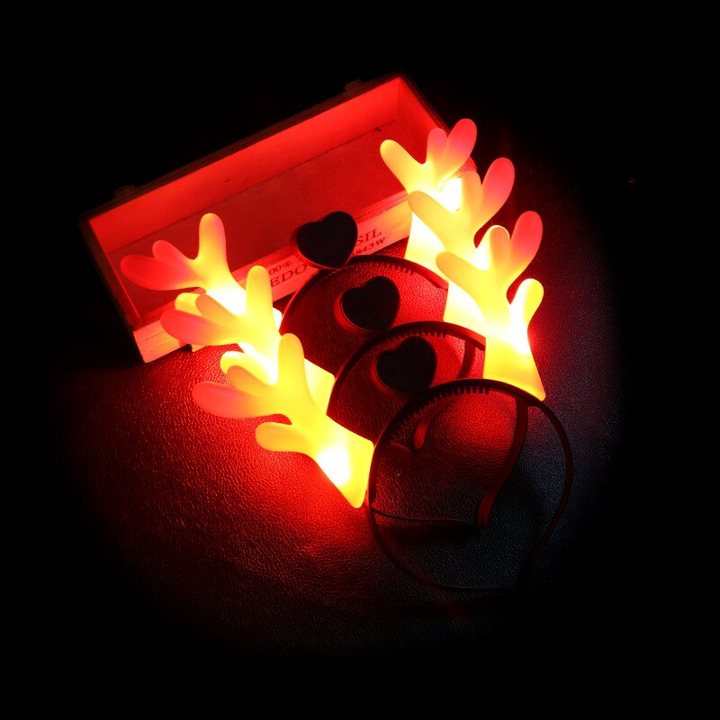 Weihnachten Leuchtenden Geweih Stirnband Konzert Nacht Licht LED Stirnband Kopfschmuck Geweih Glänzende Stall Spielzeug: leuchtenden Geweih  rot