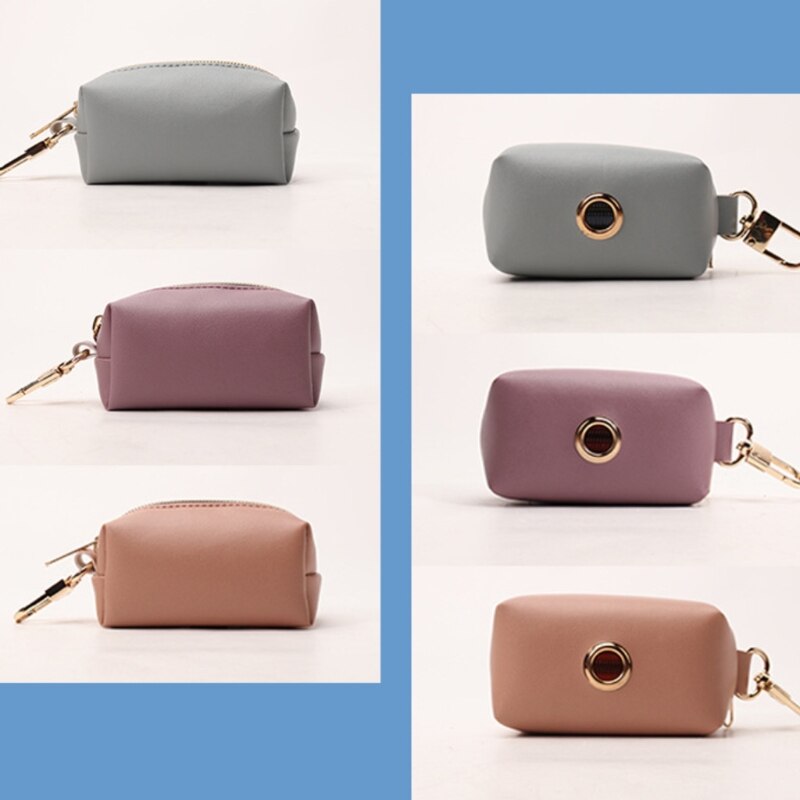 Travel Outdoor Protable Dog Poop Bag Dispenser PU Leather Pouch Pet Puppy Cat Pick Up Poop Bag Holder Garbage Waste Bags C7AC