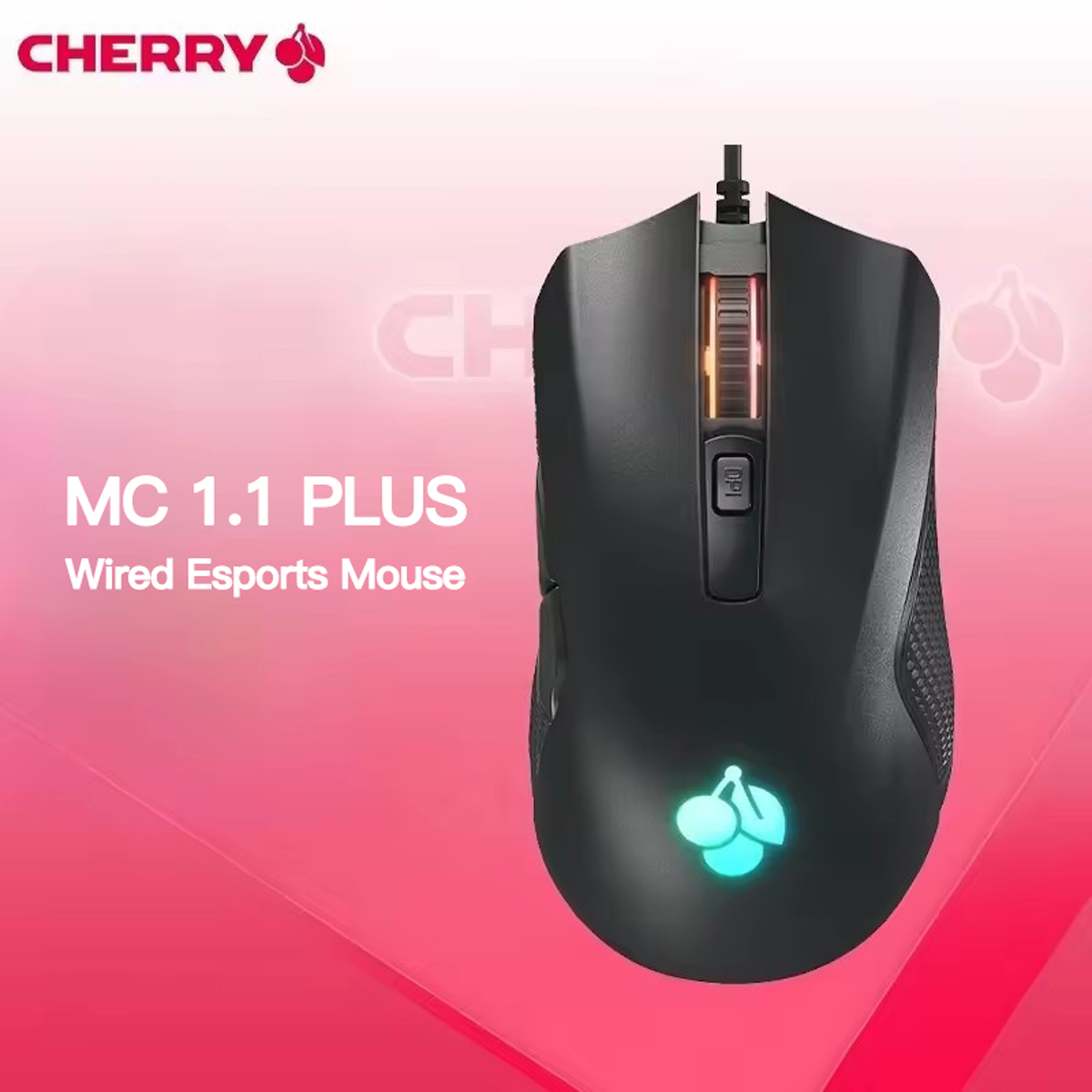 CHERRY MC1.1 PLUS Wired Esports Mouse 16000 DPI Optischer Sensor 8 programmierbare Tasten Ergonomisches RGB-Gaming für FPS MOBA PC mac