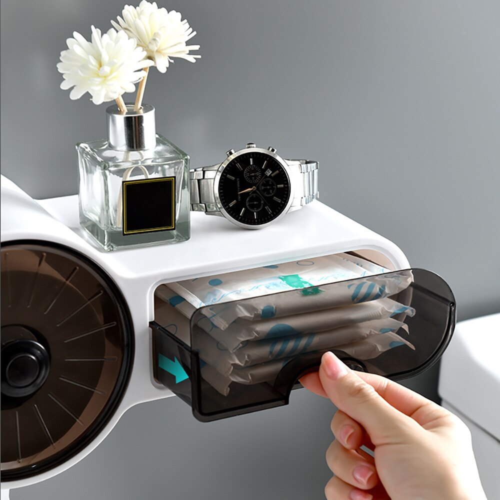 Toilet Paper Holder Waterproof Wall Mounted Toilet Paper Tray Roll Paper Tube Storage Box Tray Tissue Box Shelf Bathroom Product