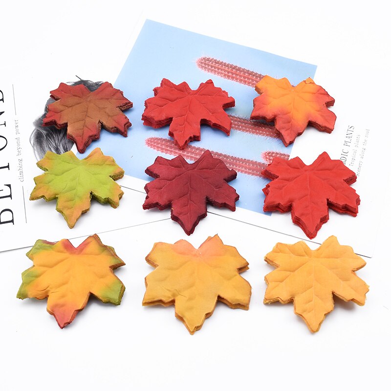 100 st silkeblad scrapbooking jul lönnlöv heminredning bröllop brosch brud tillbehör clearance konstgjorda växter