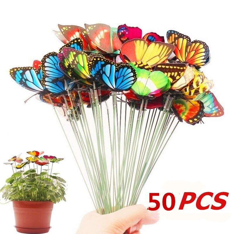 Bouquet de papillons jardin cour planteur coloré fantaisiste papillon piquets décoration extérieure décor Pots de fleurs décoration: 50pcs