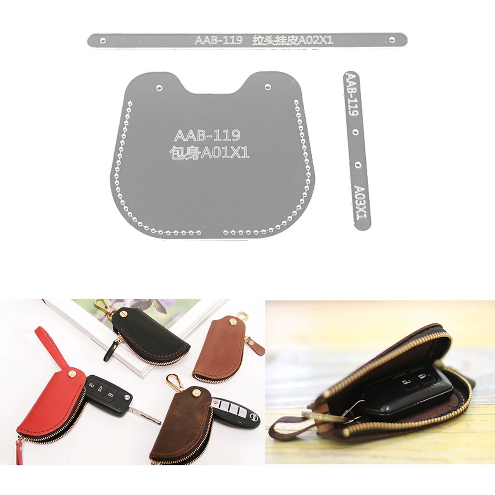 Car Key Sewing Pattern Acrylic Leather Template Leather Craft Stencil Template Tool DIY Set: Default Title