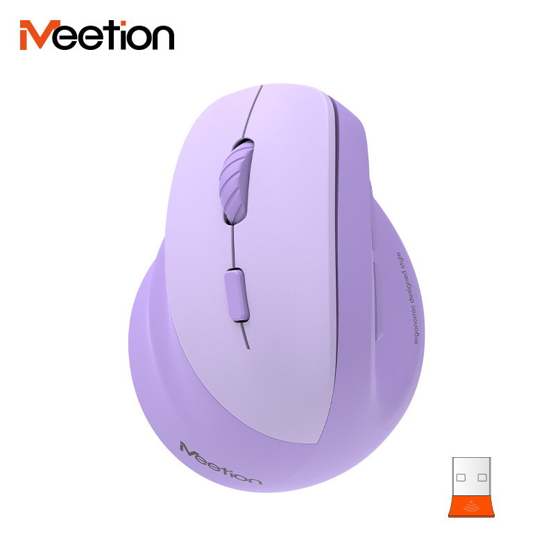 Wireless Vertical Mouse Left Hand Rechargeable Mute Button RGB DPI Adjustable Button Ergonomics Office Use Dual-mode: PURPLE