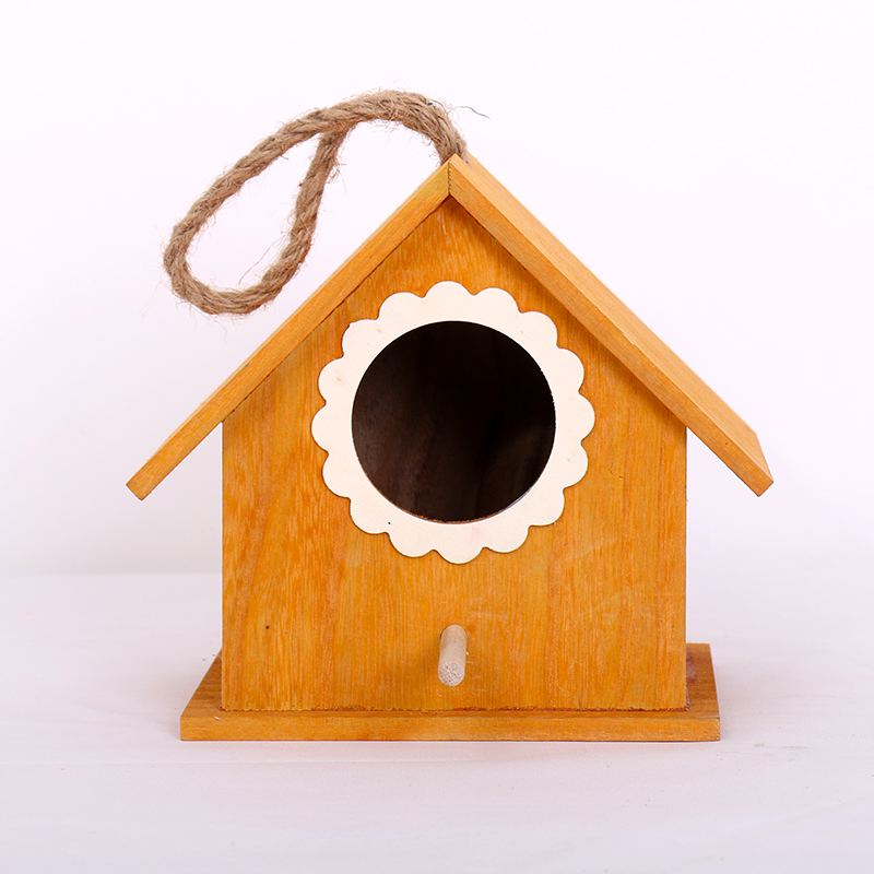 Outdoor bird house wooden pearl sparrow bird house wood bird nest decoration bird cage breeding box ZP4021507: orange