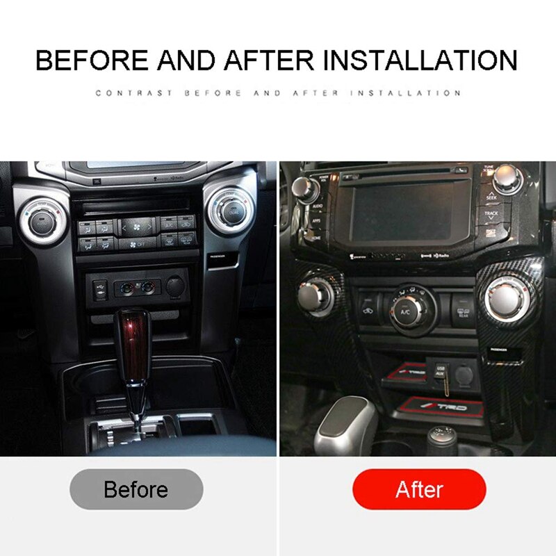 Marco decorativo para la cubierta del panel del interruptor del aire acondicionado de toyota 4 runner, con patrón de fibra de carbono.