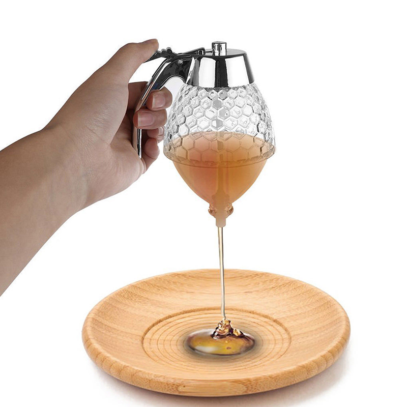 200Ml Transparante Honing Dispenser Jar Container Cup Sap Siroop Ketel Keuken Bee Drip Standhouder Draagbare Opslag Pot