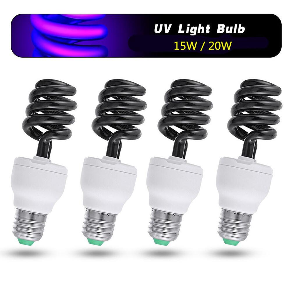 110V E27 15-20W UV Light Bulb UV Ultraviolet Fluorescent CFL Light Bulb Spiral Enegy Saving Black Light Violet Germicidal Light