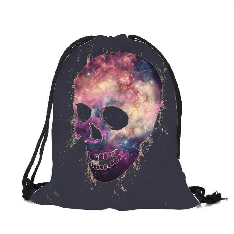 Punk Women Drawstring Bags Backpack Halloween Skull Print Newest Vintage College Students School Bagpack Girls Feminina Sack: 007