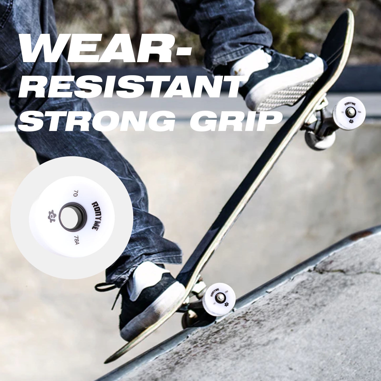 Ronyme 4x 78A ABEC-9 Skateboard Wheels PU High Performance Longboard Wheels Mini Cruiser Roller Wheels Replacement Wheels Acces