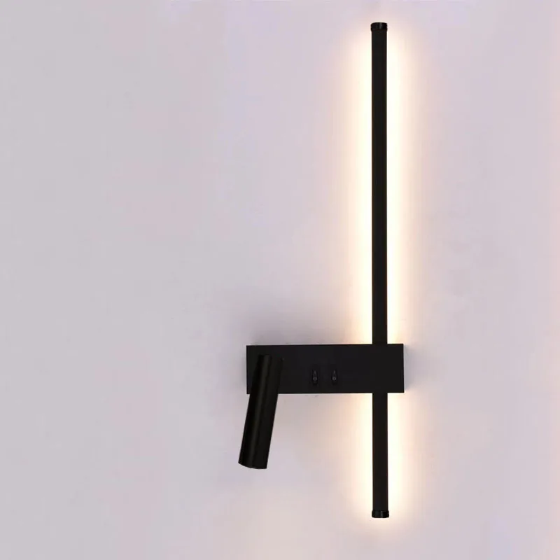 Lese- med bryter minimalistiske vegglamper soverom nattbordslamper nordiske hovedsoverom linjebakgrunnsvegglamper: Kald hvit / 0-5w