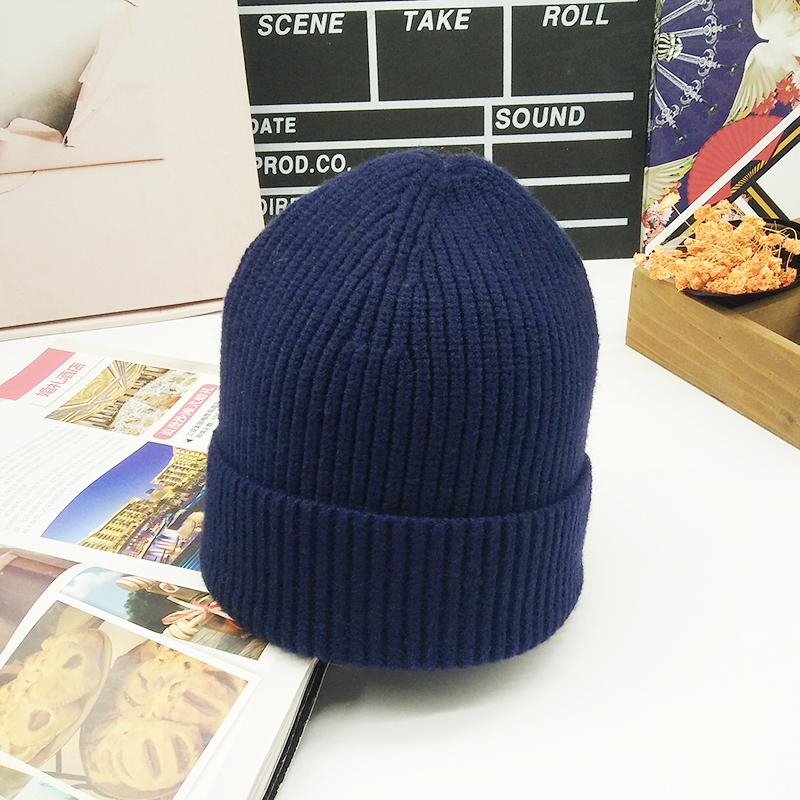 COKK Wollen Muts - Effen Patroon - Warme Wintermuts voor Dames - Casual, Skiën, Wandelen: Marineblauw