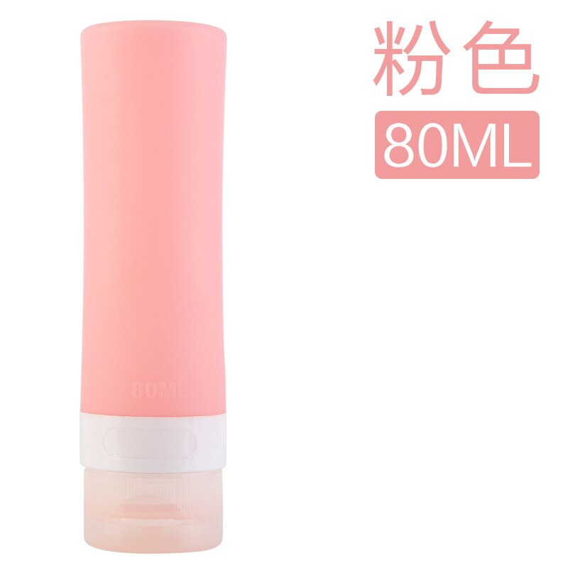 38ml/60mm/80ml silikonista täytettävää pulloa matka-liiketoiminta kunto kannettava säilytyspullo silikoni voide shampoo säilytyspullo: 80ml vaaleanpunaista