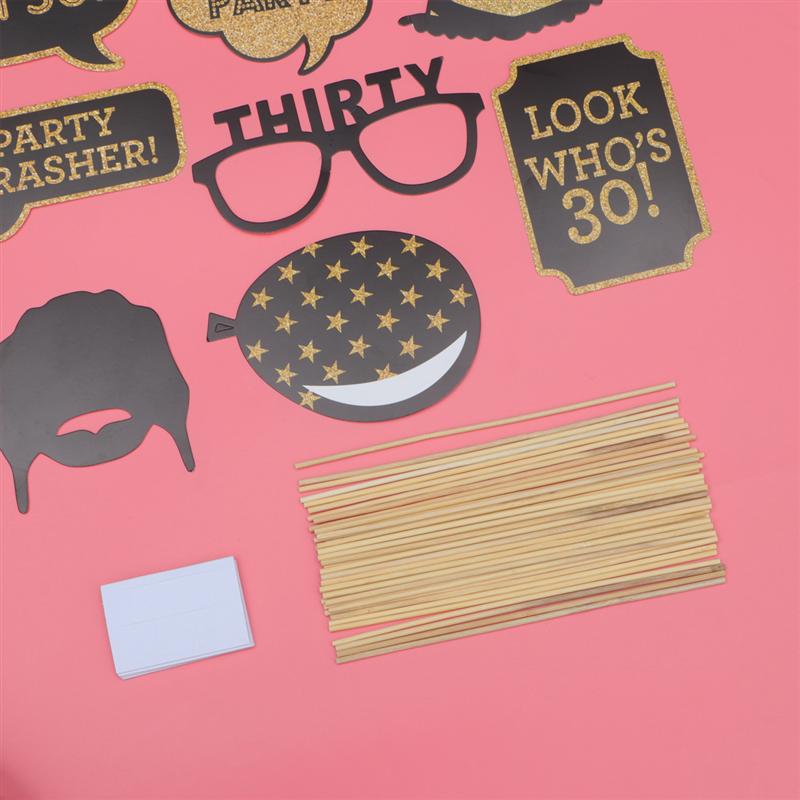 41pcs 30th Birthday Photo Props Set Birthday Party Decoration Funny Mustache Photo Booth Props Set Photography Accessories