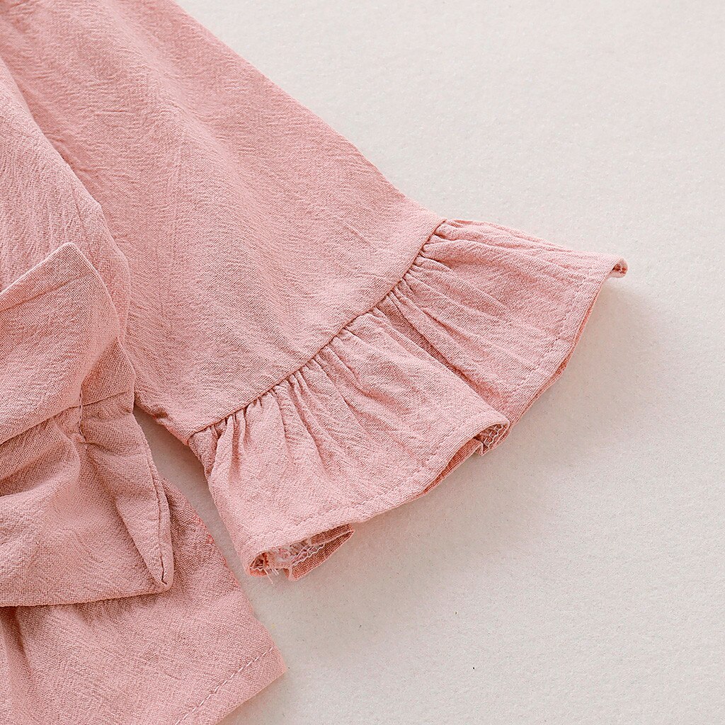 Sommerkleidung für babys, neugeborene, säuglinge, mädchen, bodys mit schleife, ausgestellte langarm-jumpsuits, Outfits mit schleife, spielanzüge.