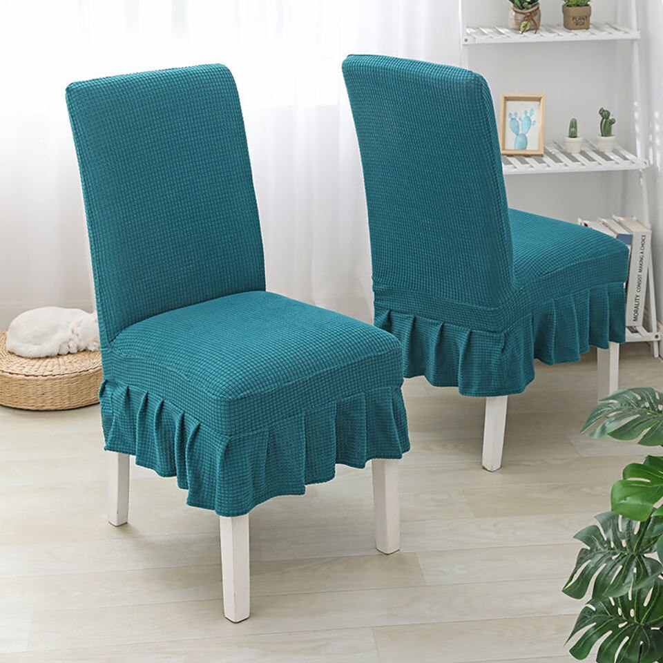 Super Soft Polar Fleece Fabric Skirt Style Chair Cover Elastic Chair Covers Spandex For Kitchen/Wedding Chair Covers Dining Room: Blackish green