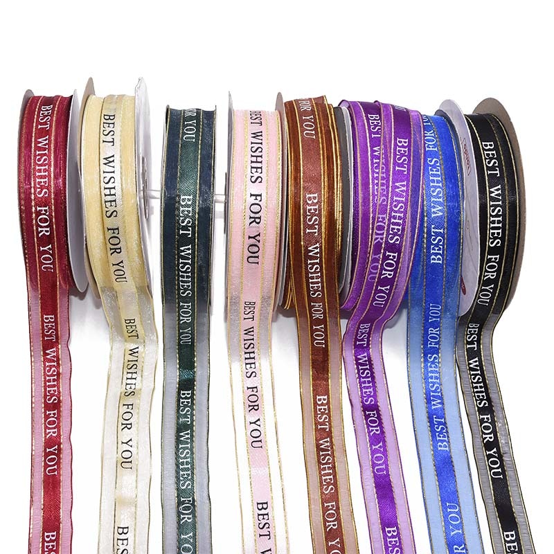 25mm 5m beste wensen voor jou organza lint voor bruiloft kerstfeest decoraties diy strik knutsel linten kaart inpakken