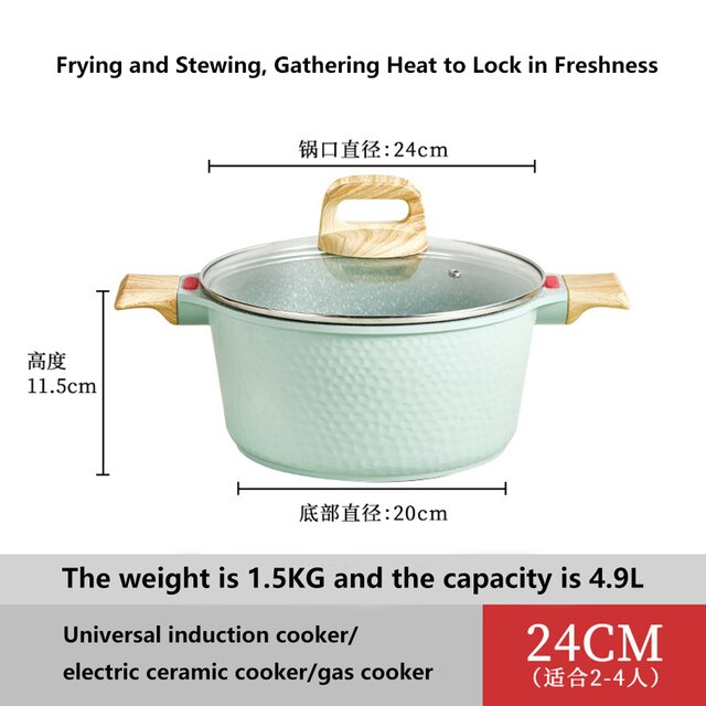 Non-stick Sauce Pot Die Casting Aluminum Ceramic Granite Coating Casserole Pot for Cooking: B