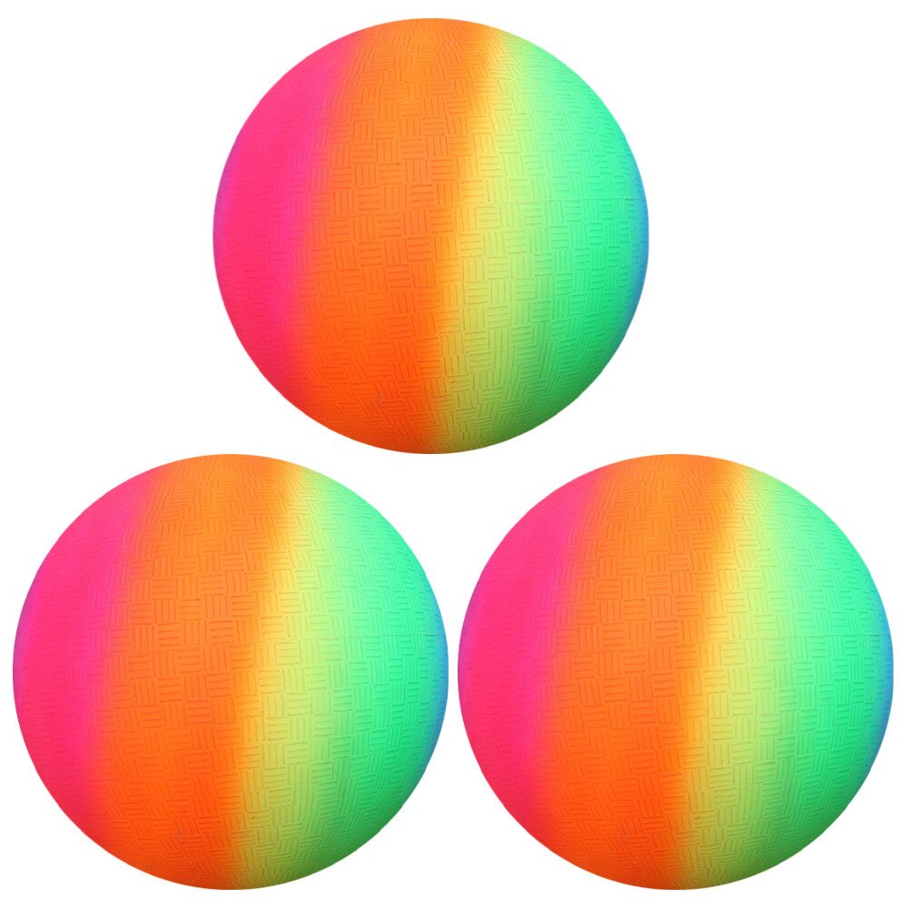 3Pcs Bal Sterke Mooie Regenboog Sport Bal Regenboog Kleur Bal Bounce Bal Spelen Voor Outdoor Speeltuin Kind: Default Title