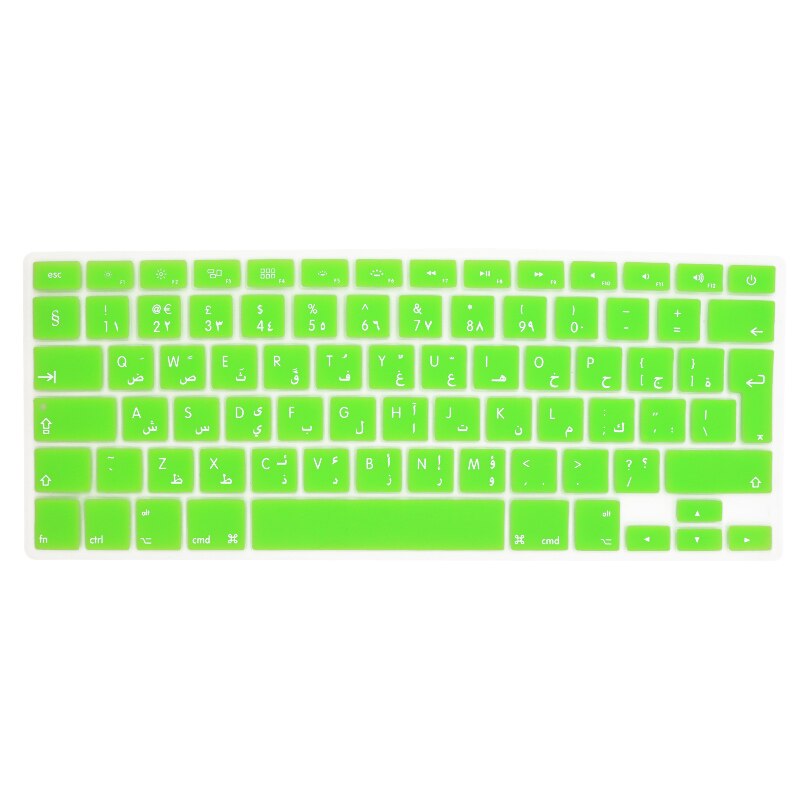 SR 14 Colors EU Arabic Language Letter Silicone Keyboard Cover Sticker for Macbook Air 13 Pro 13 15 17 Retina Protector Sticker: Green