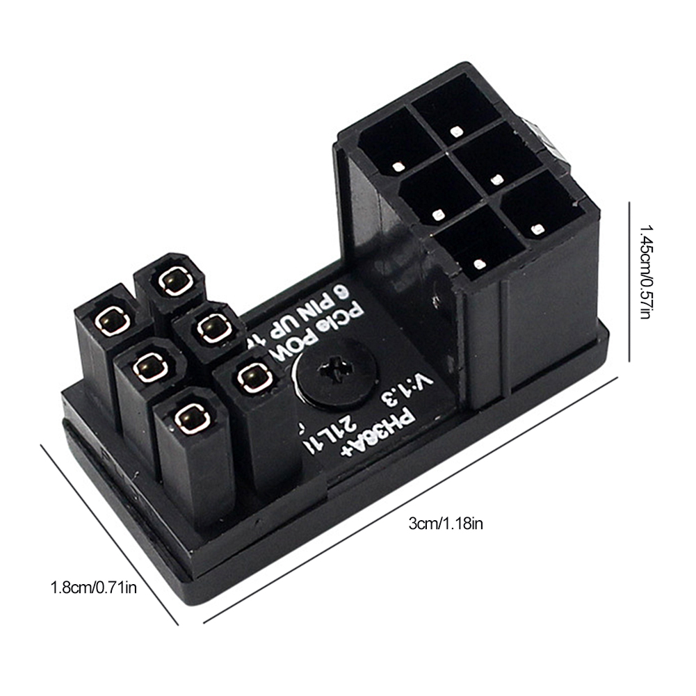Turn Connector 8 Pin Power Adapter Board 6 Pin GPU Power Board 180 Degree Angle for Desktops Graphics Card