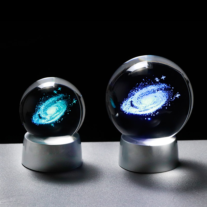 Modèle Miniature de boule de galaxie en cristal de Globe en verre de l'univers 3D avec le LED rechargeable accessoires de sphère de décoration à la maison astronomie