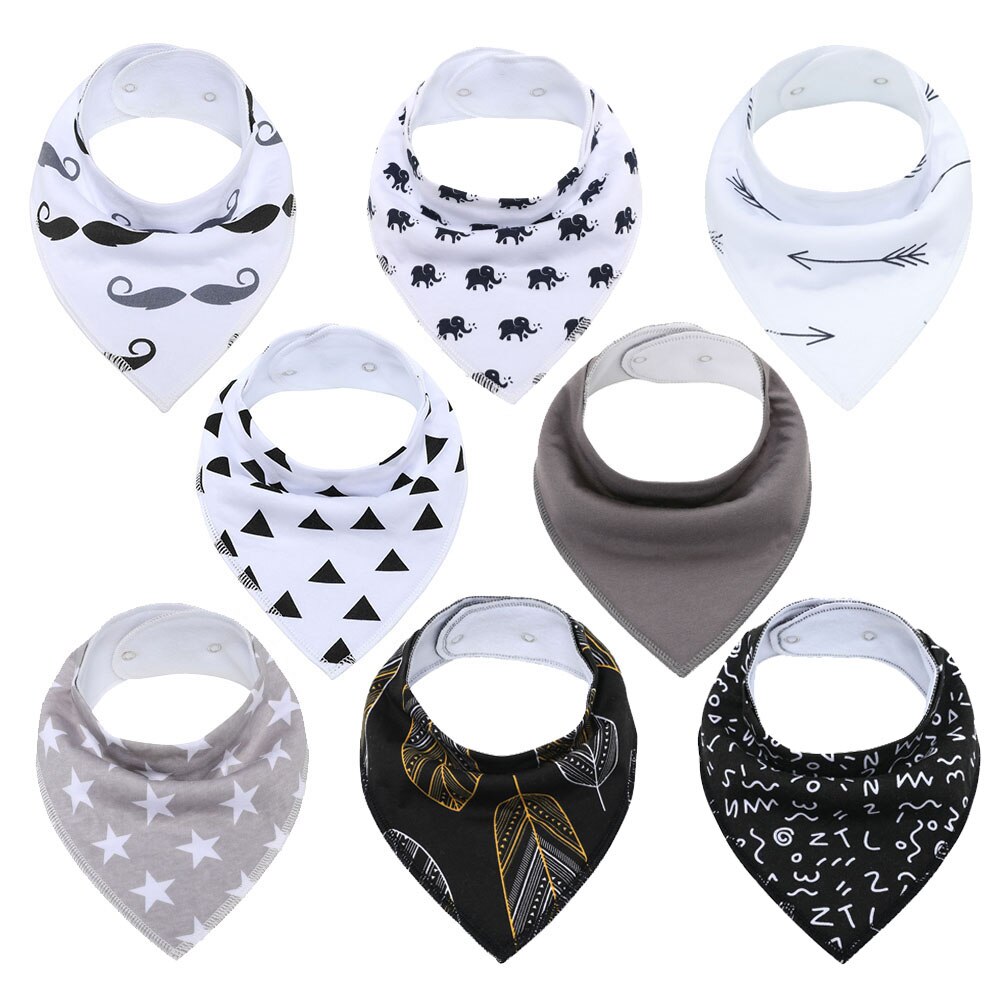 Bavoirs Bandana pour bébés, bavettes pour garçons et filles, 100% coton biologique, doux et absorbant, pour -nés, 8 pièces: K80005-1