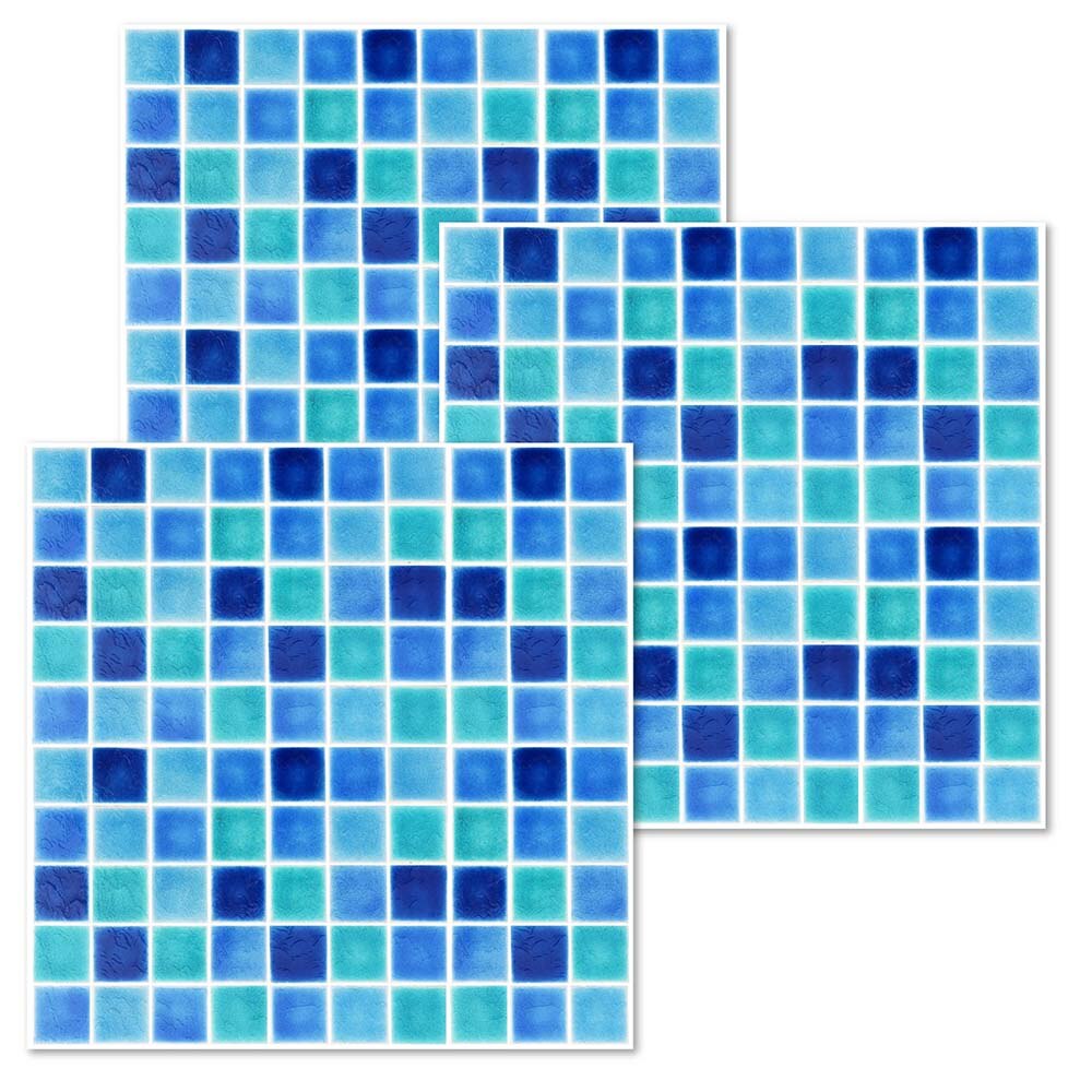10 stuks/set platte kristal mozaïek tegel muurstickers waterdicht anti-olie zelfklevend blauw doe-het-zelf muurschilderingen huisdecoratie peel & stick