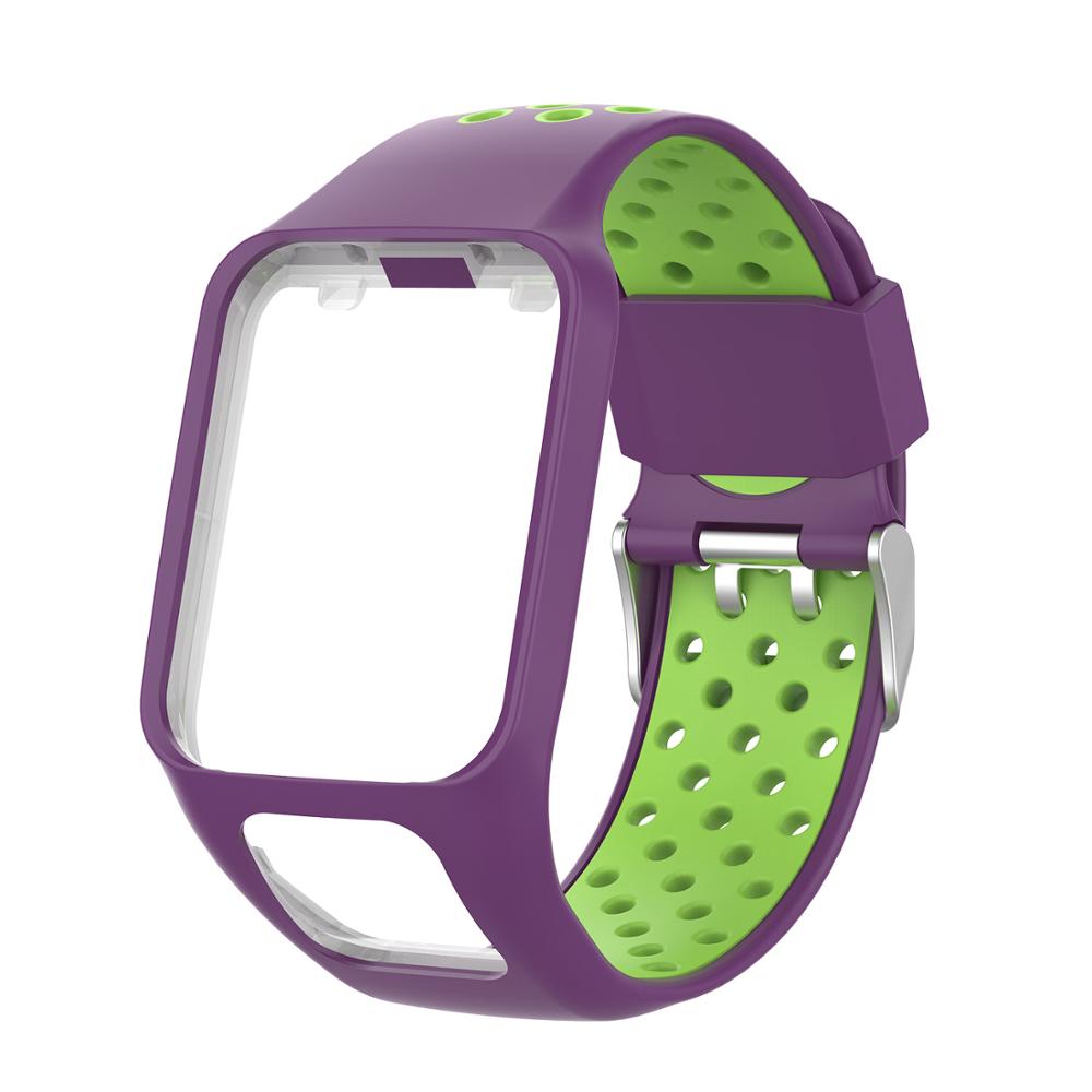 Wrist Band Strap for TomTom 2 3 Runner Spark Music Replacement Bracelet Soft Watchband Silicone Belt Watch Bracelet Accessory: Purple-Lime