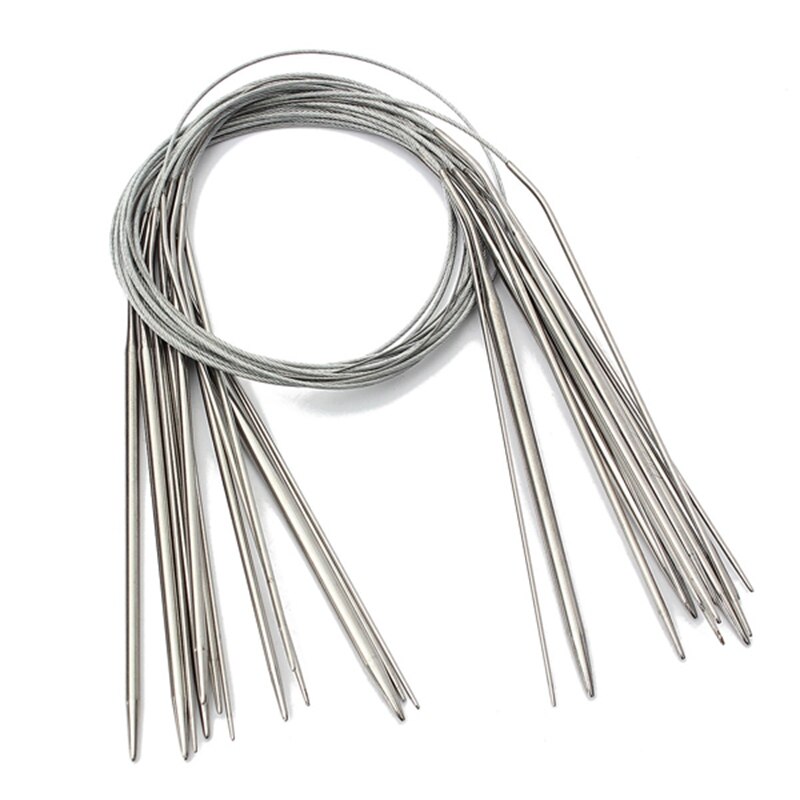 KiWarm 13 Stks 13 Maten 1-5mm 65 cm Rvs Rondbreinaalden Set Metalen Naald Craft Weave Handgemaakte Handwerken Tool