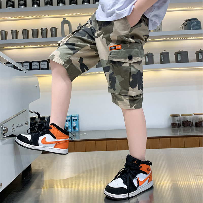 2022 Summer Boys pantaloncini mimetici pantaloni in cotone bambini vita elastica lunghezza al polpaccio pantaloni morbidi abbigliamento per bambini per adolescenti 5-14