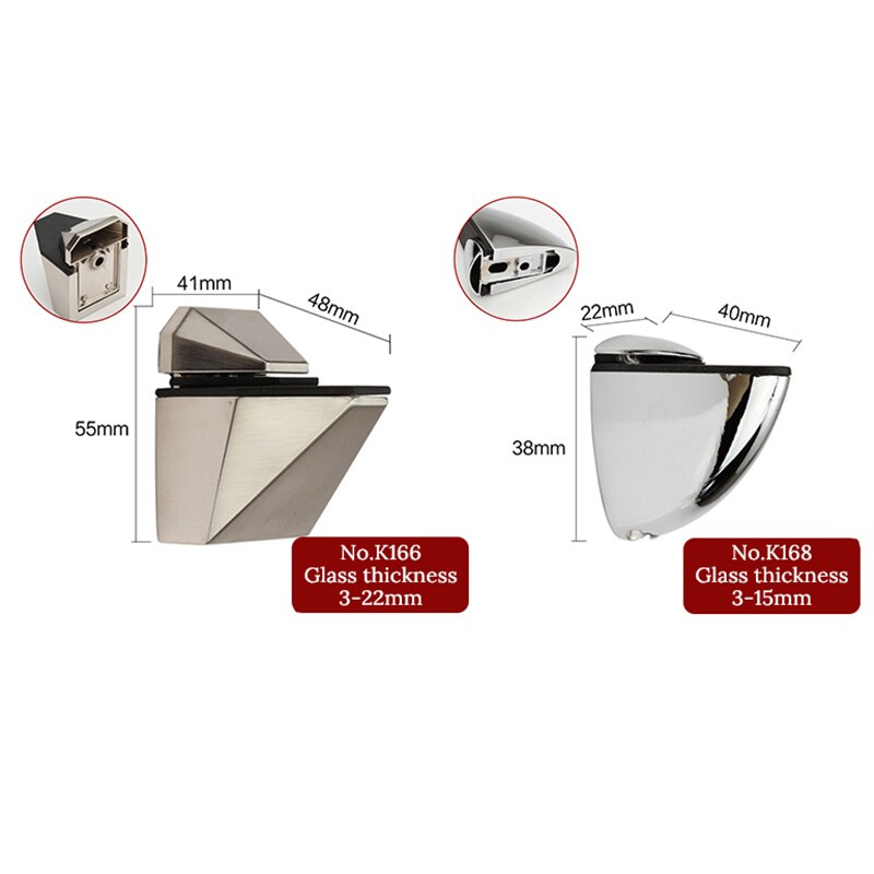 KAK Zink-legierung Verstellbare Glas Klemmen Glas Vergoldet Klammern Chrom Legierung Regal Halfter Unterstützung Klemme Halfter Für Glas verwöhnen