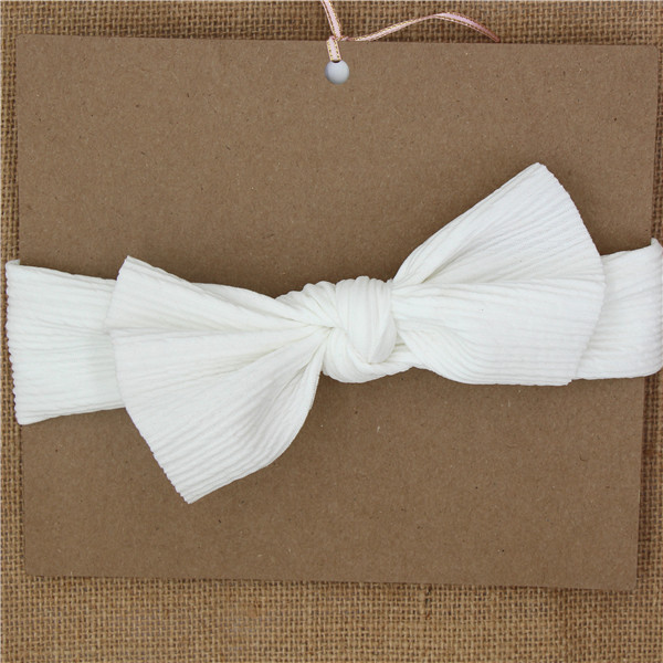 Bandeau à nœuds pour bébé, gros nœud noué, en tissu extensible, solide, accessoires pour cheveux de bébé: WHITE