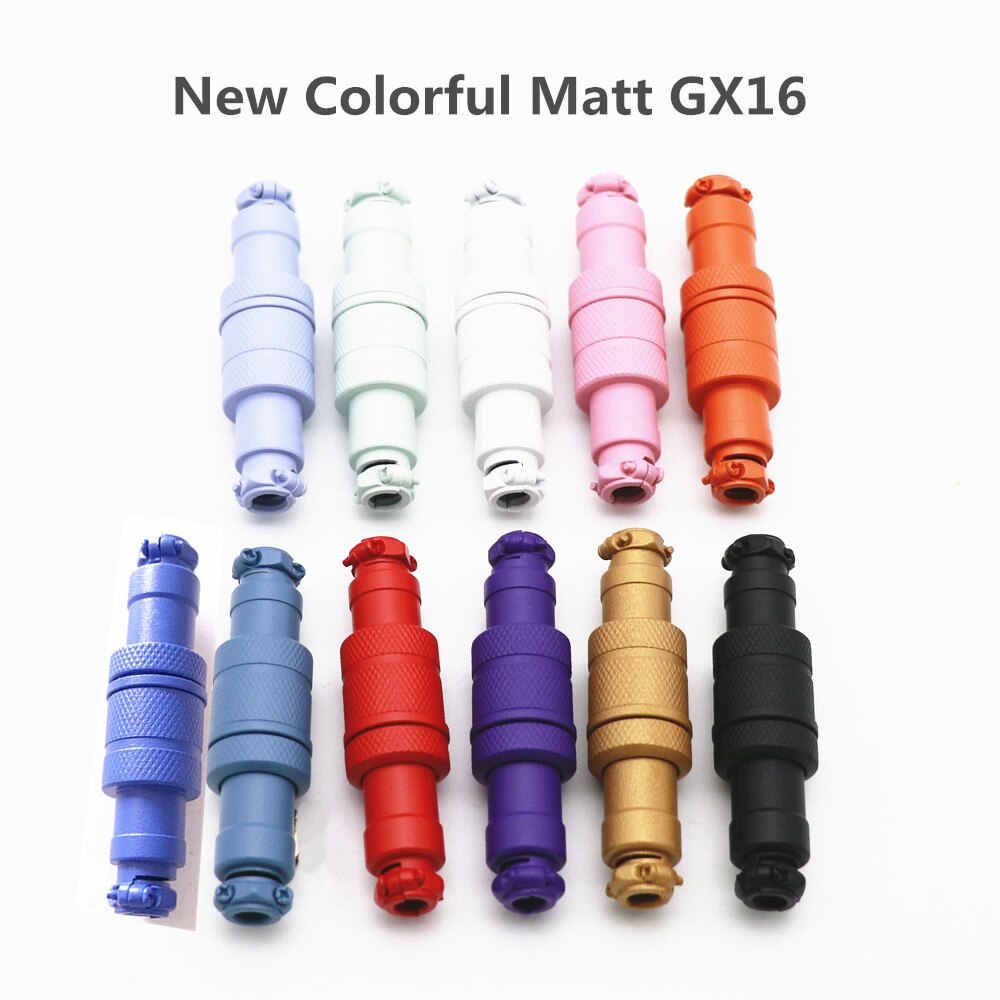 Colorful Matt Cyan Dark Gold Red Black GX16 Aviator Socket Docking 4 Core 4Pin Male&amp;Female for Keyboard Coiled USB Type C Cable