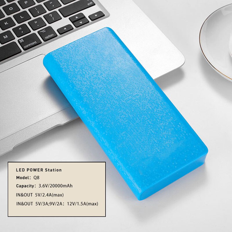 20000 mah diy strömbank fallet 8 x 18650 batteriladdnings förvaringsbox 5v dual usb typ c android mikro usb-gränssnitt för smarta telefoner