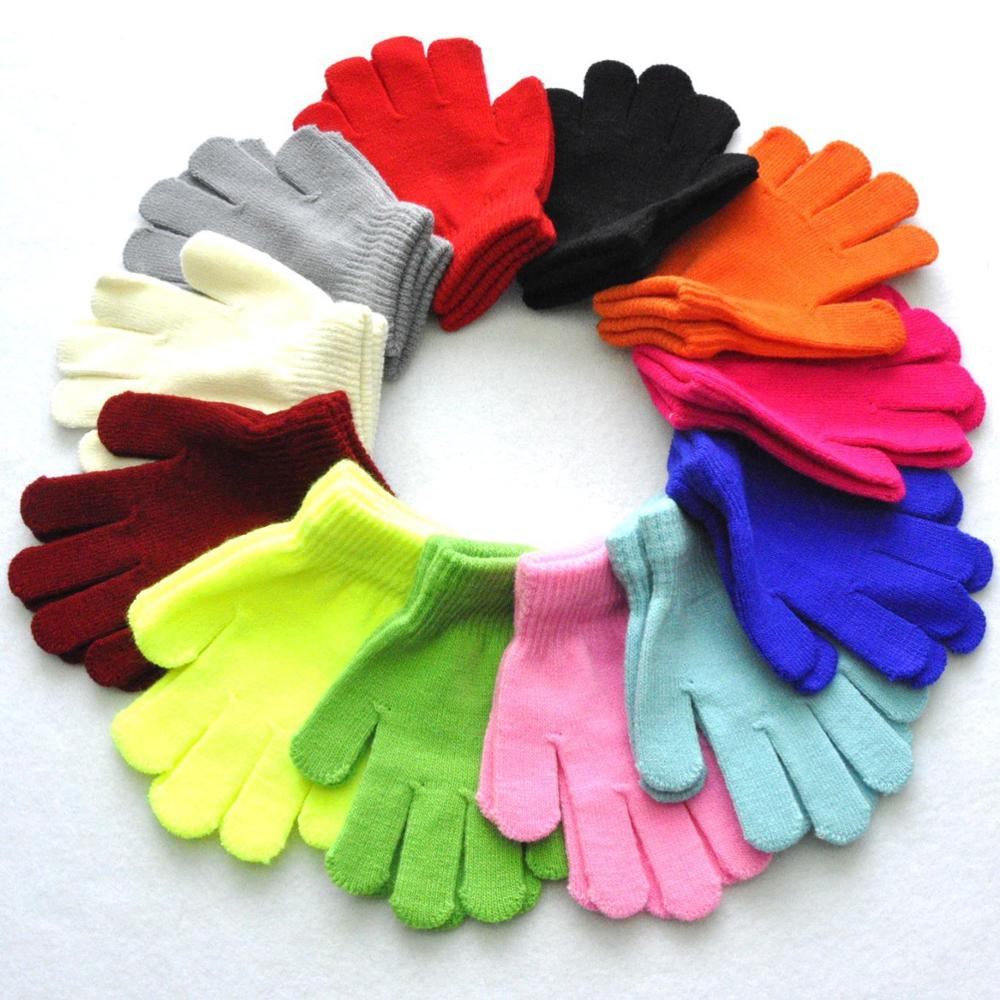 Candy Solid Color Winter Kids Gloves Mittens Children Girls Boys Student Writing Keep Warm Finger Gloves For 7-11 Years Old