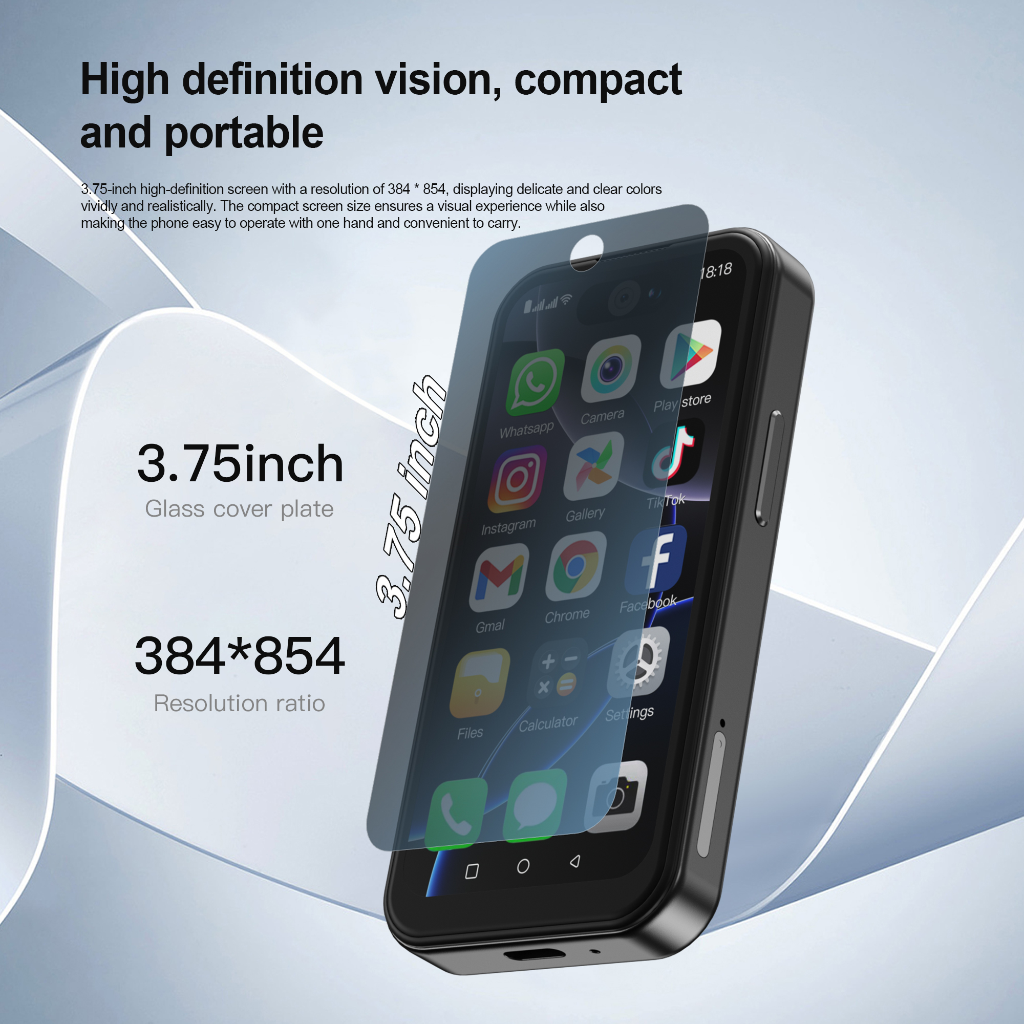 SERVO 16PRO Mini-Smartphone 3G 3,75 Zoll Vollbild Dual-SIM Dual-Kamera 1 GB + 16 GB WiFi GPS Play Store Android 8.1 Kleines Smartphone