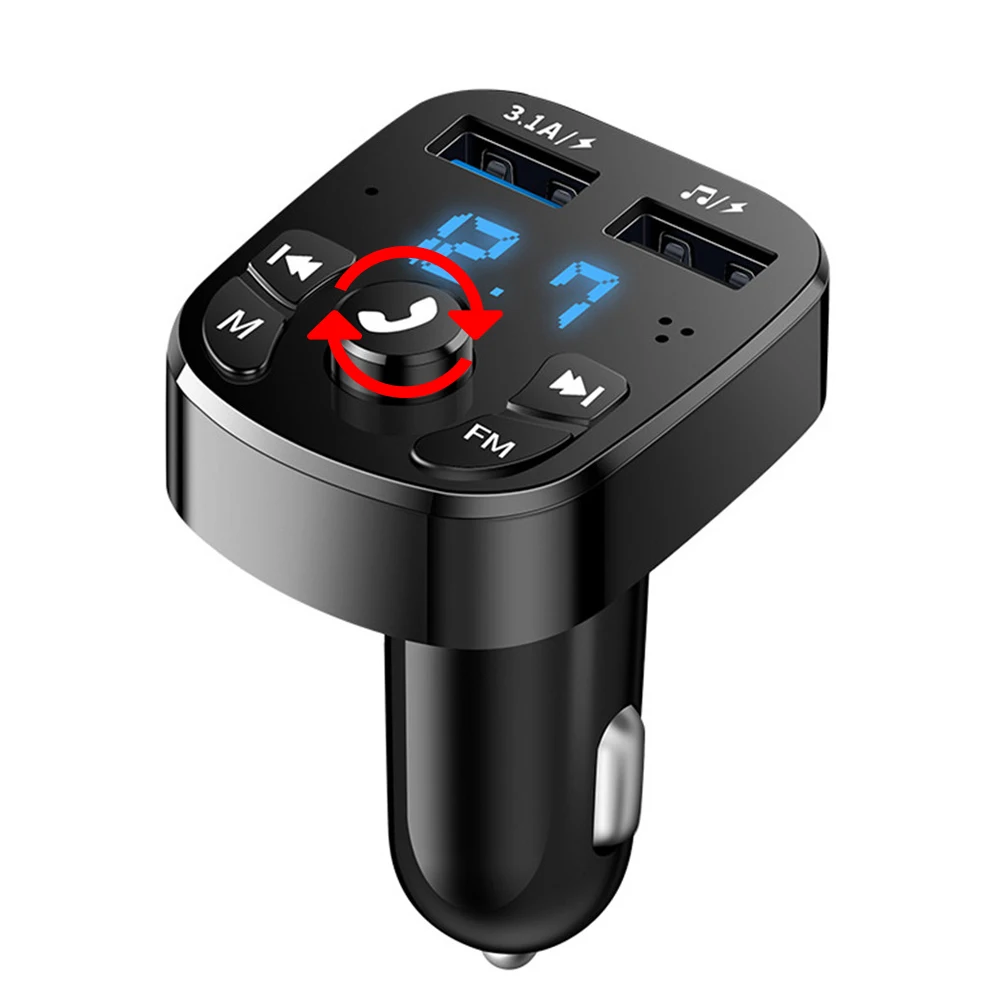 Auto-Freisprecheinrichtung, Bluetooth-kompatibel, 5.0 FM-Transmitter, Carkit, MP3-Modulator, Player, Freisprecheinrichtung, Audioempfänger, 2 USB-Schnellladegeräte: WHITE