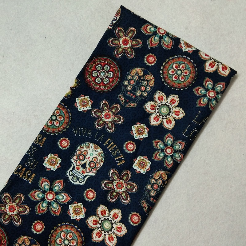 Vintage Halloween Punk Cool fleur tête de crâne série imprimé coton tissu 50x105cm crâne tissu Patchwork tissu robe fête