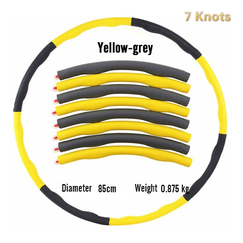 6/7/8 Knots Sport Equipment Fitness Hoop Detachable Foam Ring Adult Gymnastic Circle Thin Waist Exercise Hoop: Gray