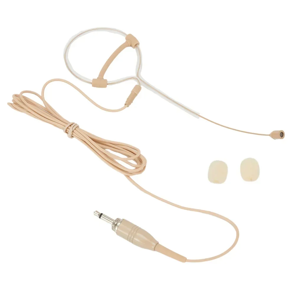 1.2m Beige Single Ear Hook Headset Mic Headworn Microphone Hand-free Operation 3.5mm 3/4 Pin XLR Plug With 2 Microphone Covers