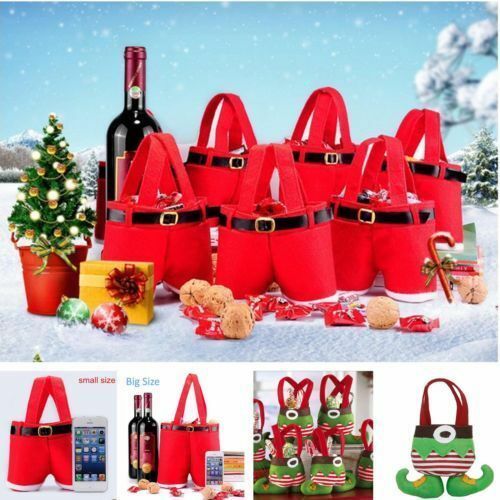 caramelo de la Navidad bolsa Santa pantalones bolsas cestas con mango festivo bolsa de