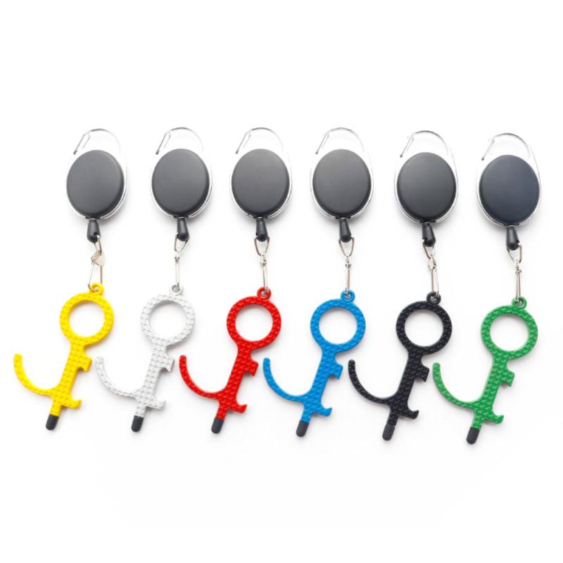 1Pc Anti Touch Door Opener Tool electroplating Multifunctional No Touch Door Opener Hand Tool Serves As Bottle Opener 8.5x4.7cm